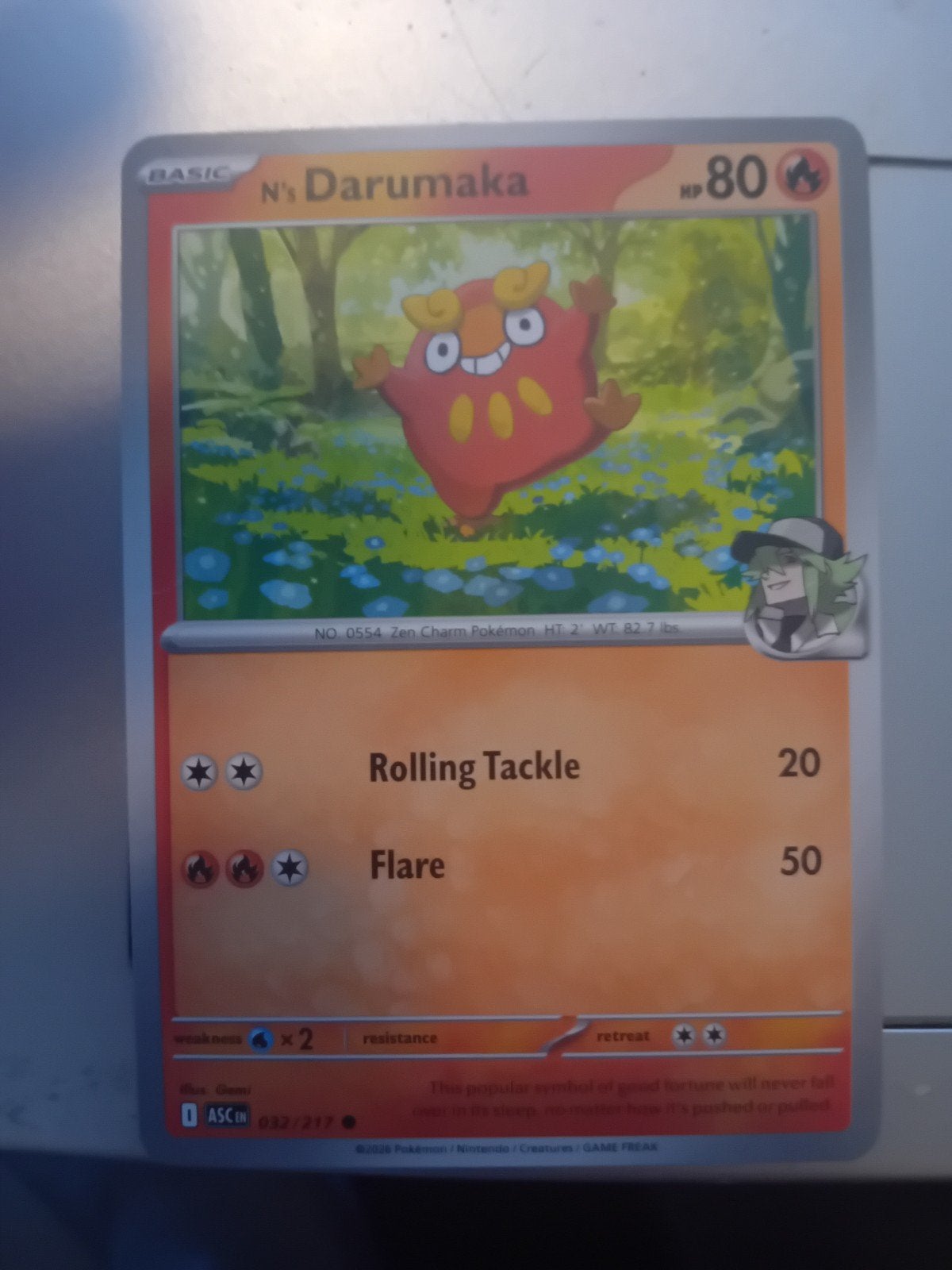 Pokémon Kaart: N's Darumaka (052/217) - Basic, Ophalen of Verzenden, Gebruikt, Losse kaart, Foil
