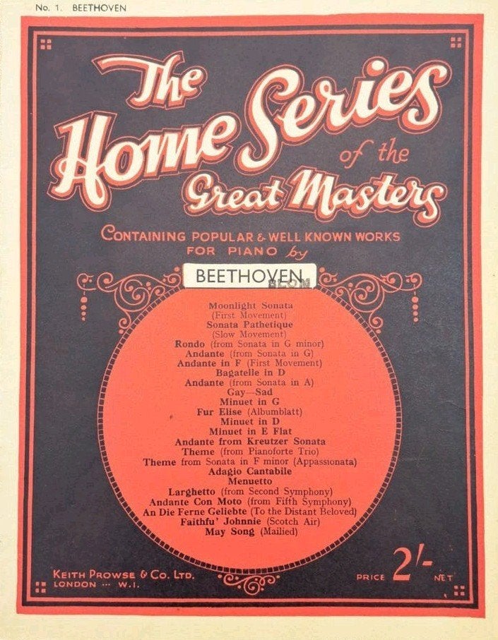 Beethoven: The Home Series of Great Masters - Piano, Gebruikt, Klassiek, Ophalen of Verzenden, Artiest of Componist