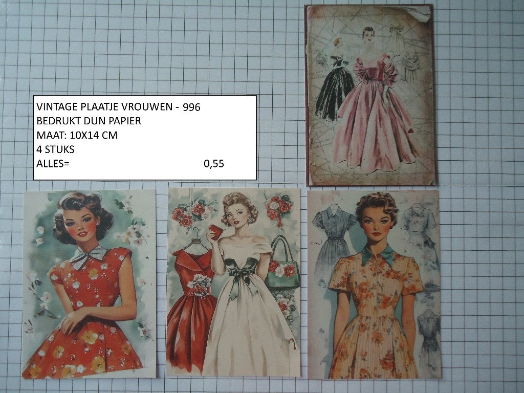 vintage plaatjes vrouwen serie 4 ( 2 sets ) alleen verzenden, Hobby en Vrije tijd, Scrapbooking, Ophalen, Nieuw, Papier of Karton