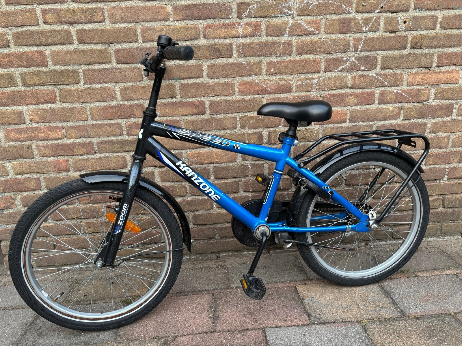 Kanzone Speed Kinderfiets 20 inch - Blauw/Zwart, Ophalen, Gebruikt, Velgrem, 16 tot 20 inch