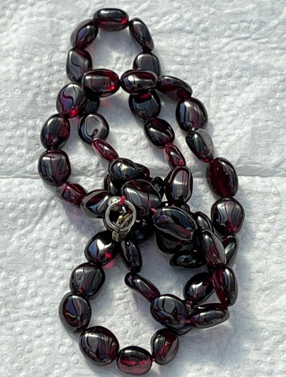 Vintage echte edelstenen ketting Granaat, Ophalen of Verzenden, Overige materialen, Ketting