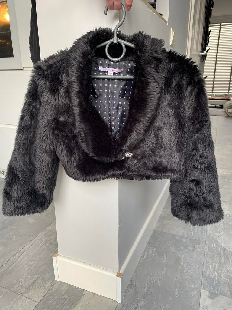 Zwart bontjasje met steentjes/ bolero, Kleding | Dames, Zwart, Ophalen of Verzenden, Jasje, Maat 36 (S)