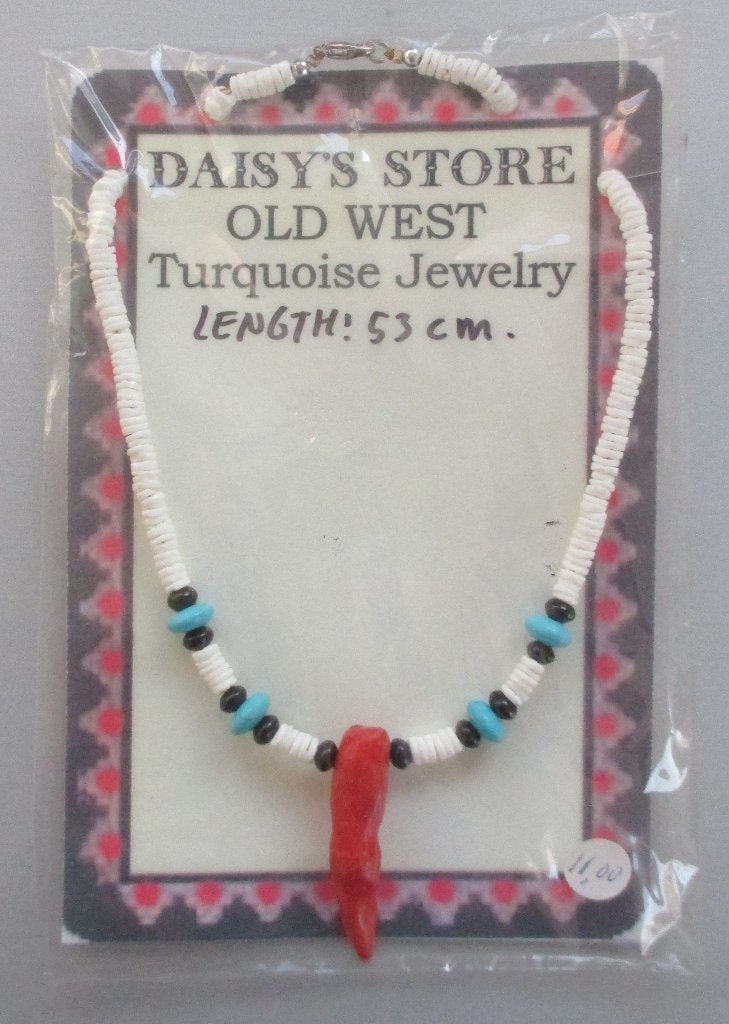 Halsketting Old West Style sponskoraal, turquoise, schelpen., Ophalen of Verzenden, Nieuw, Overige materialen