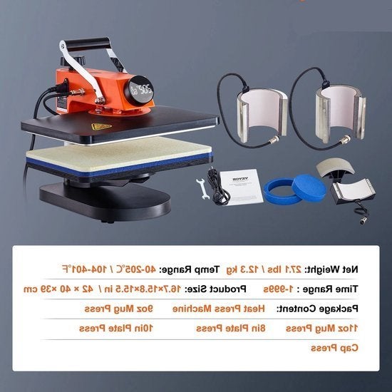 6-in-1 Heat Press Transfermachine – Transferpers, Corvance B.V., Verzenden, Nieuw, Corvancebol@gmail.com