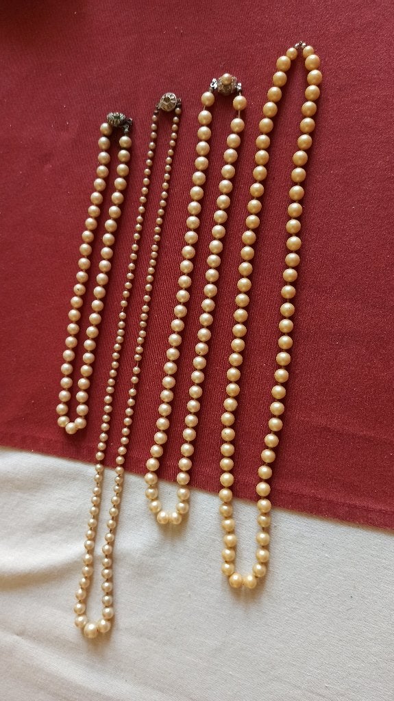 4 x parel ketting, Ophalen of Verzenden, Zo goed als nieuw, Zilver, Zilver