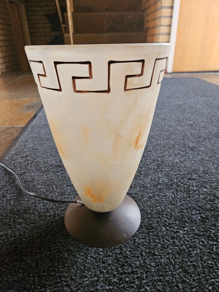Glazen gemarmerde schemerlamp, Ophalen, Gebruikt, Vintage, 30 cm