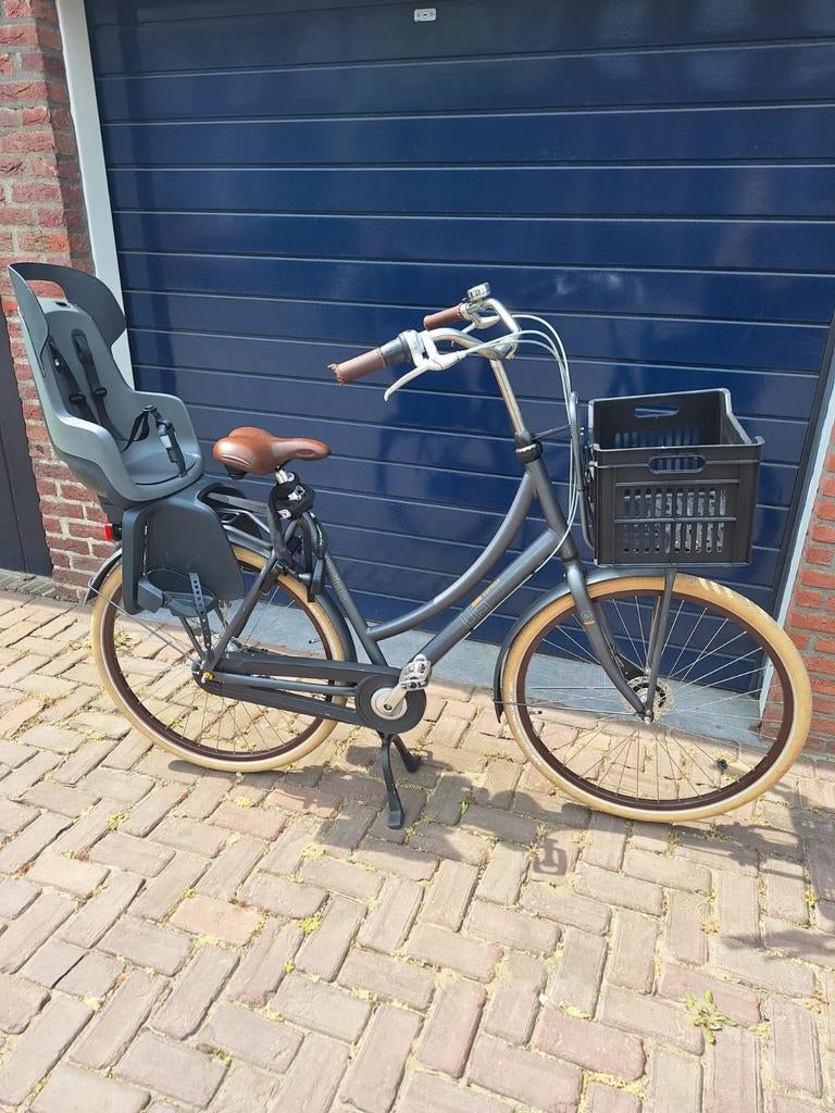 Cortina U5 fiets met krat en achterstoel, Versnellingen, 56 cm of meer, Zo goed als nieuw, 1 zitje
