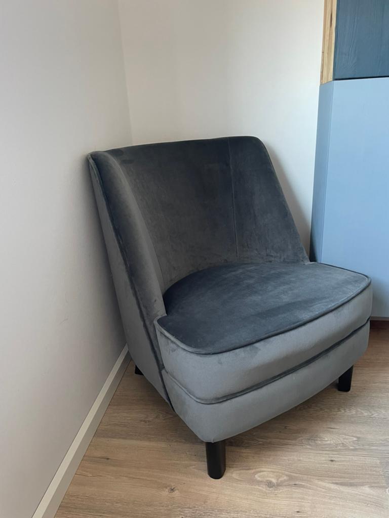 Rofra fauteuil blauw-grijs velours ZGAN, Huis en Inrichting, Banken | Sofa's en Chaises Longues, Ophalen, Eenpersoons, 75 tot 100 cm