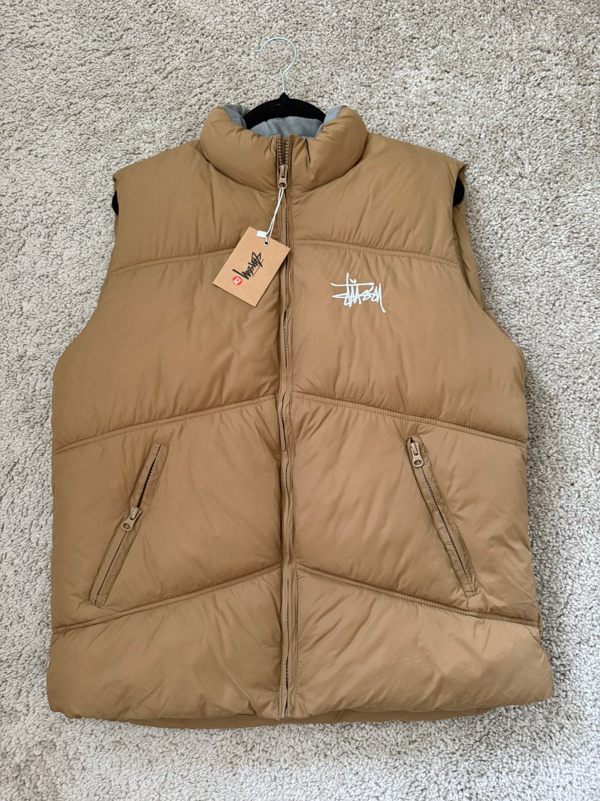 Stussy bodywarmer M, S, Maat 48/50 (M), Beige, Nieuw