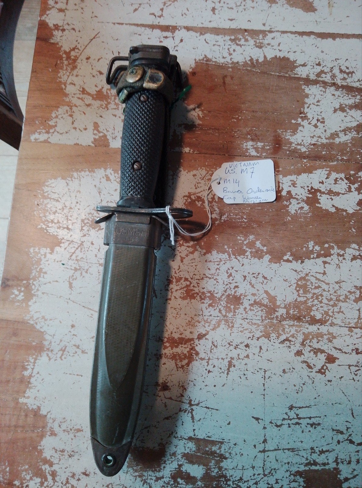 M7 Bajonet Vietnam M14 Bauer Ordnance Corp. Warren, Michigan, Verzamelen, Ophalen
