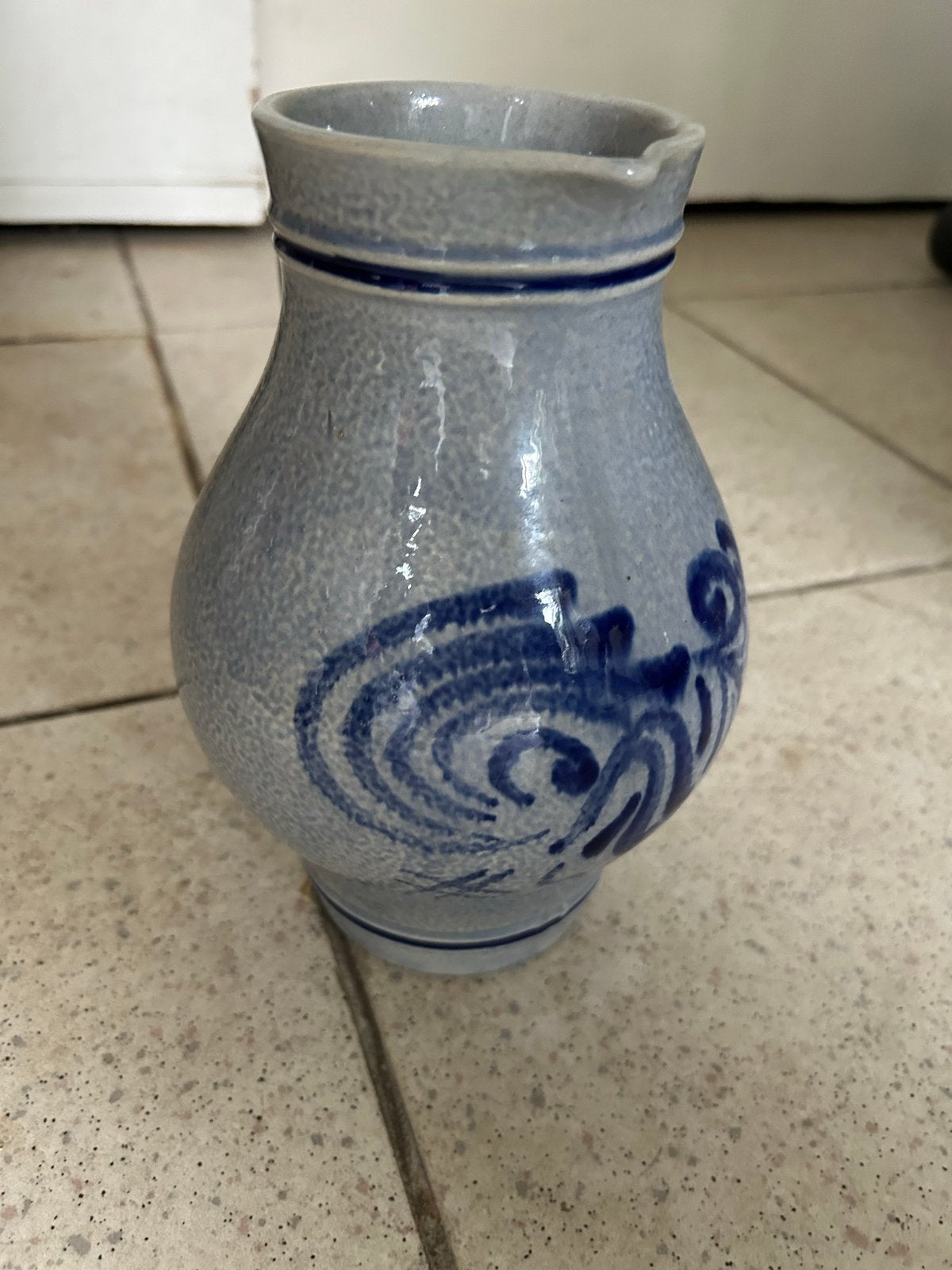 Vintage Westerwald Keramiek Kruik - Blauw/Grijs, Ophalen of Verzenden