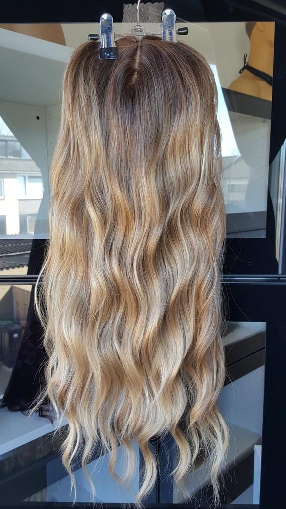 HaarTopper: #6 - Uitgroei / Bruin gemêleerd - Wavy - 50/55cm, Ophalen of Verzenden, Nieuw, Pruik of Haarverlenging