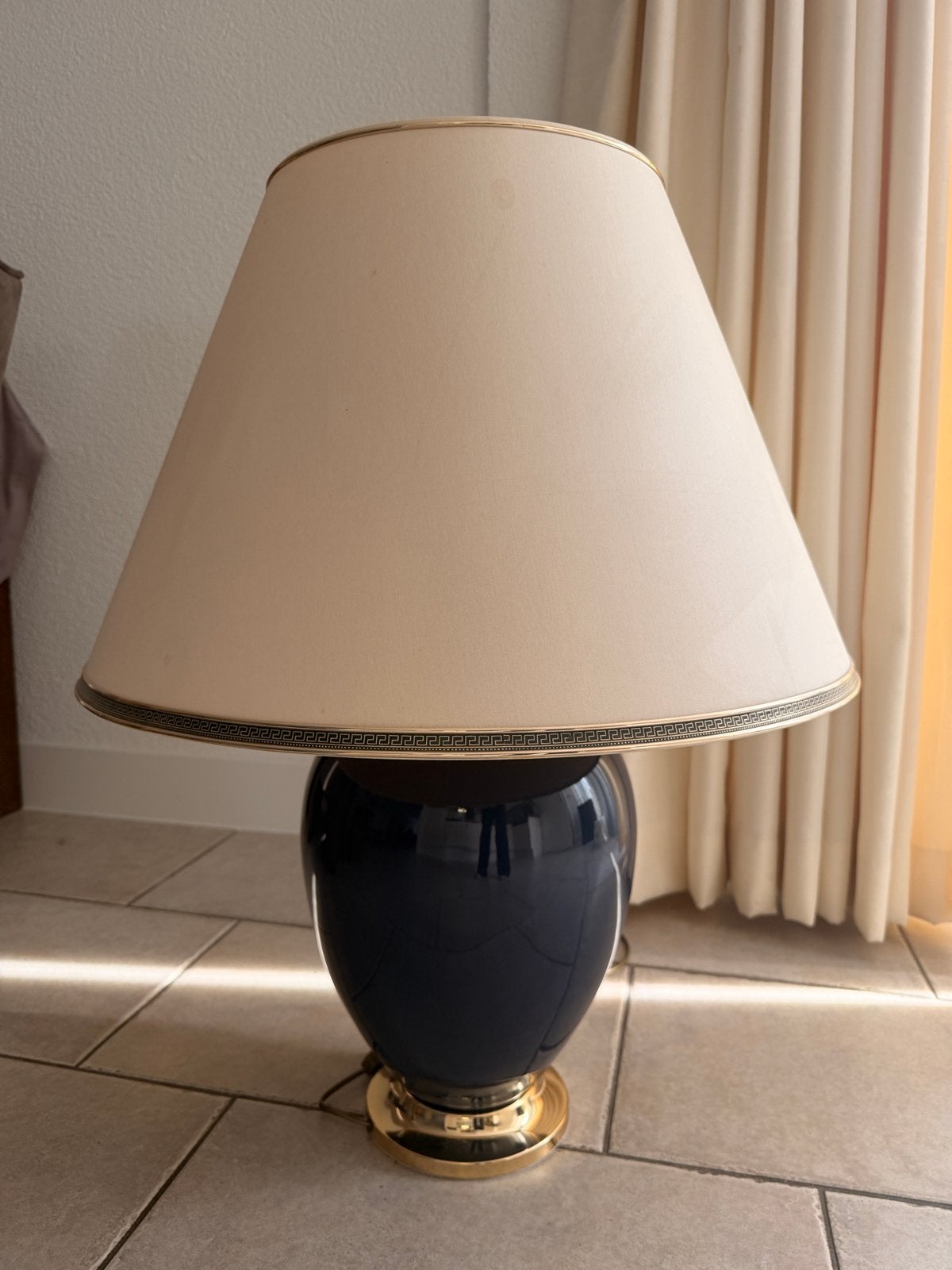 Tafellamp - 80 cm hoog - crèmekleurige kap, Ophalen, Gebruikt, Blauw, Klassiek