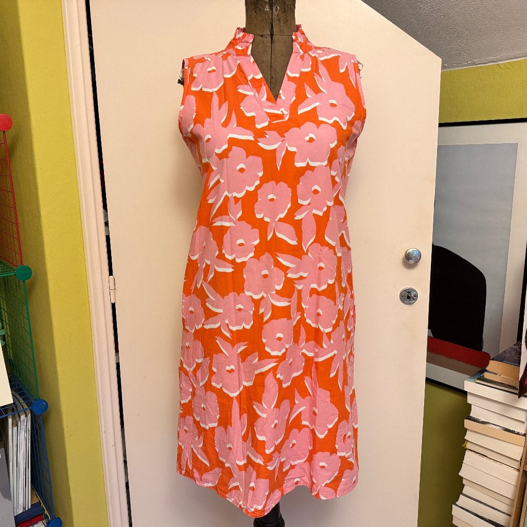 Emily van den Bergh jurk Mt 38, Kleding | Dames, Jurken, Zo goed als nieuw, Maat 38/40 (M), Oranje, Onder de knie, Verzenden