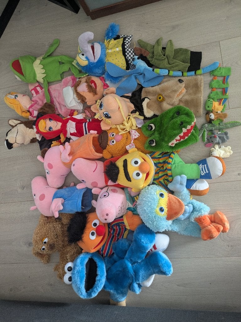 Handpoppen Efteling, Sesamstraat, muppets, Peppa pig, Ophalen of Verzenden, Zo goed als nieuw, Overige typen