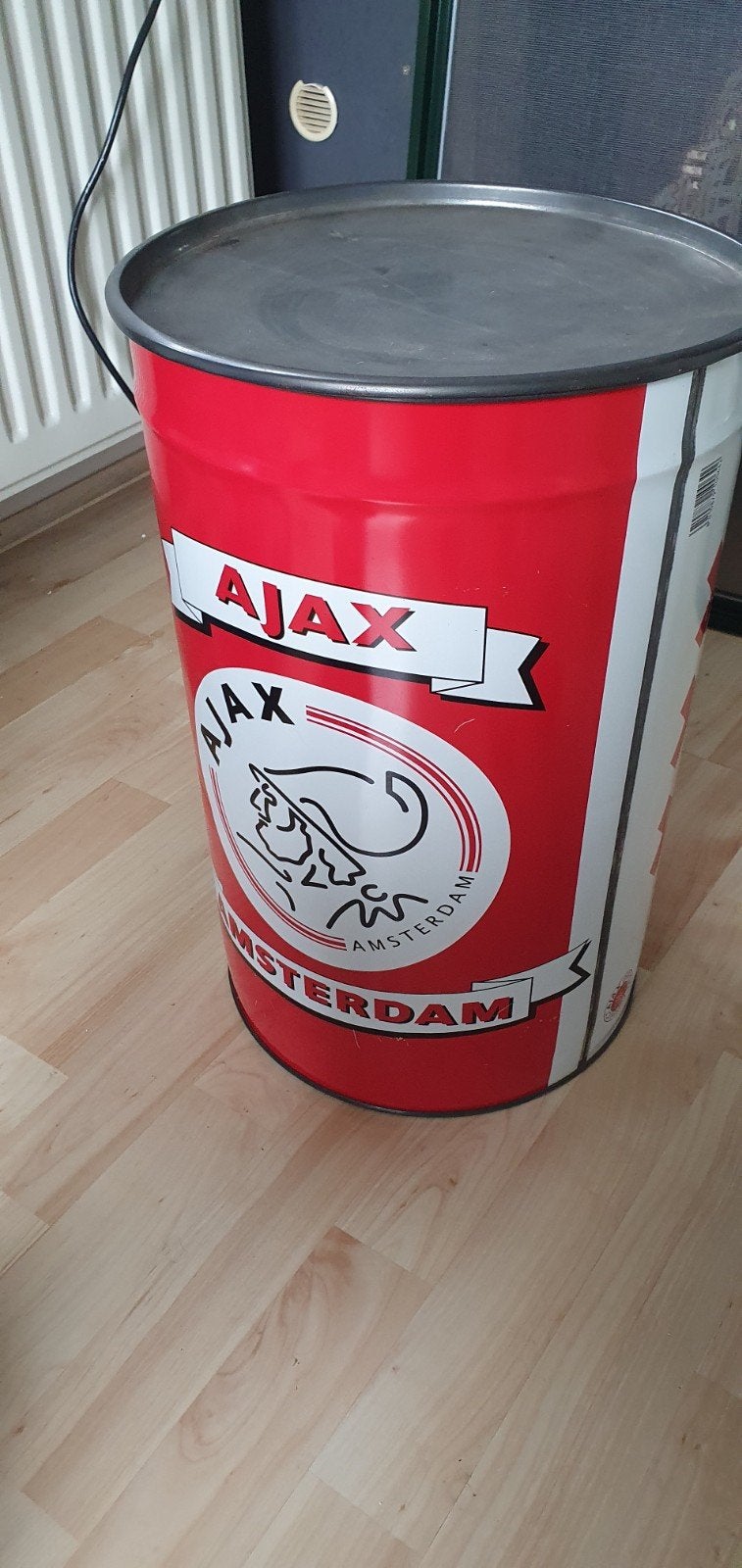 Grote Ajax Amsterdam metalen emmer/opbergton, Huis en Inrichting, Gebruikt, Overige stijlen, Ophalen of Verzenden, Metaal