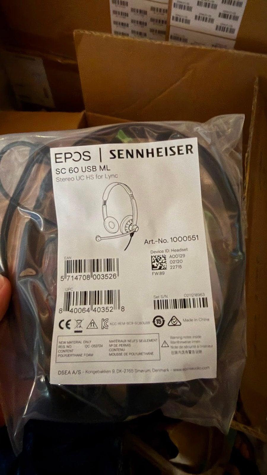 EPOS | SENNHEISER SC 60 USB ML 100 stuks, Ophalen of Verzenden, Nieuw, Bedraad, On-ear