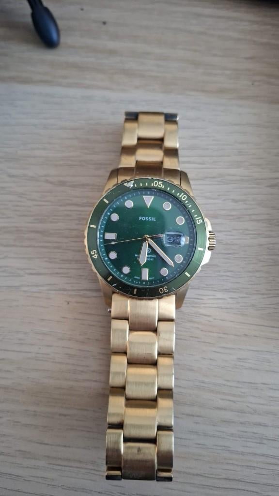 Fossil Blue Dive gold-tone watch, Ophalen of Verzenden, Zo goed als nieuw, Fossil