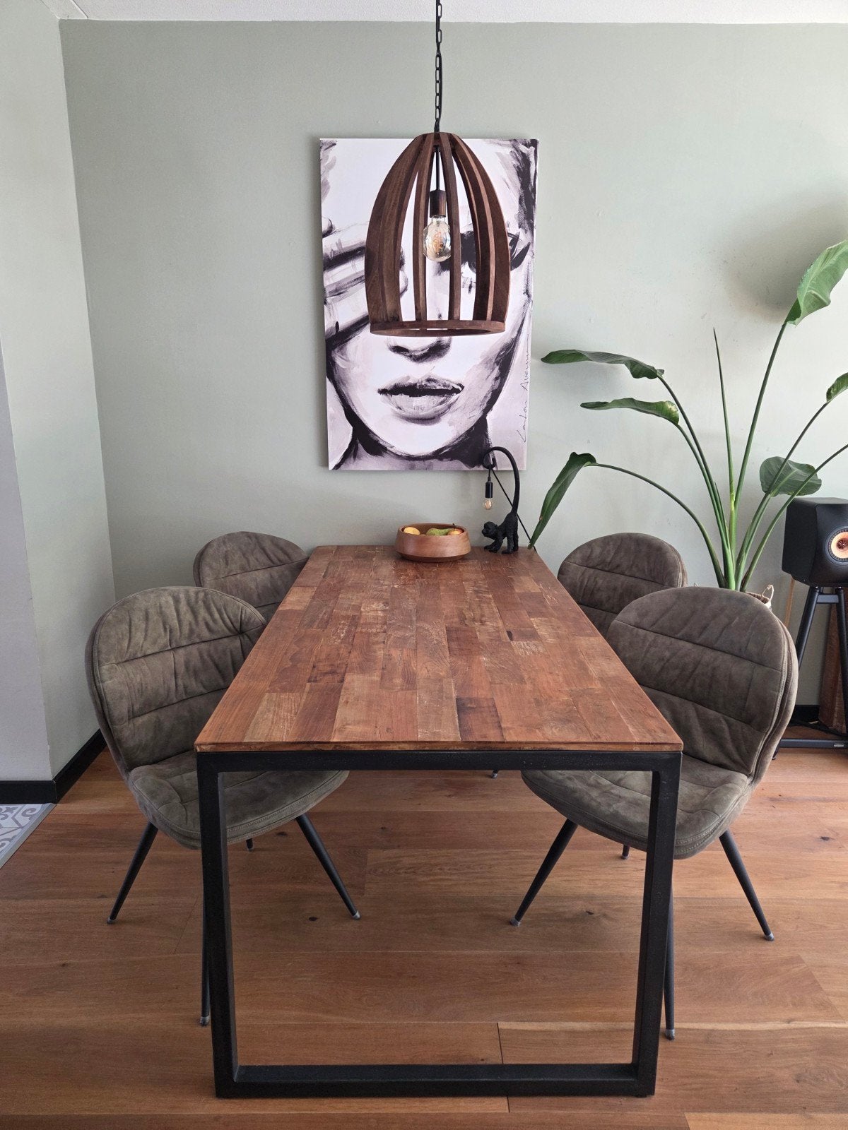 4 groene eetkamerstoelen - Comfortabel en stijlvol, Ophalen, Gebruikt, Overige kleuren, Metaal