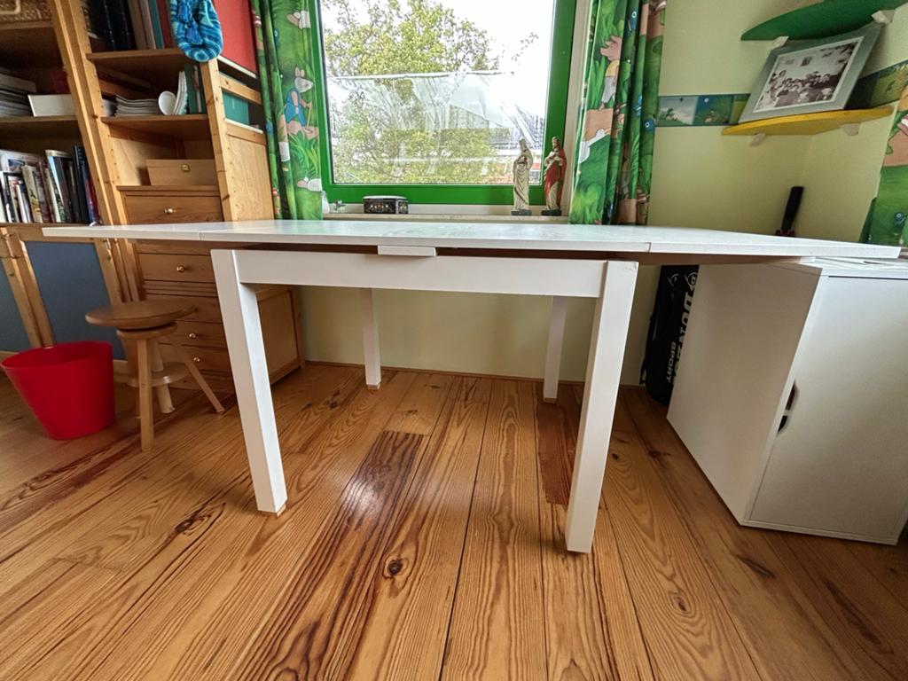 IKEA uitschuifbare tafel wit 90x90 (uit te breiden tot 170cm, Ophalen, Vierkant, 50 tot 100 cm, Zo goed als nieuw