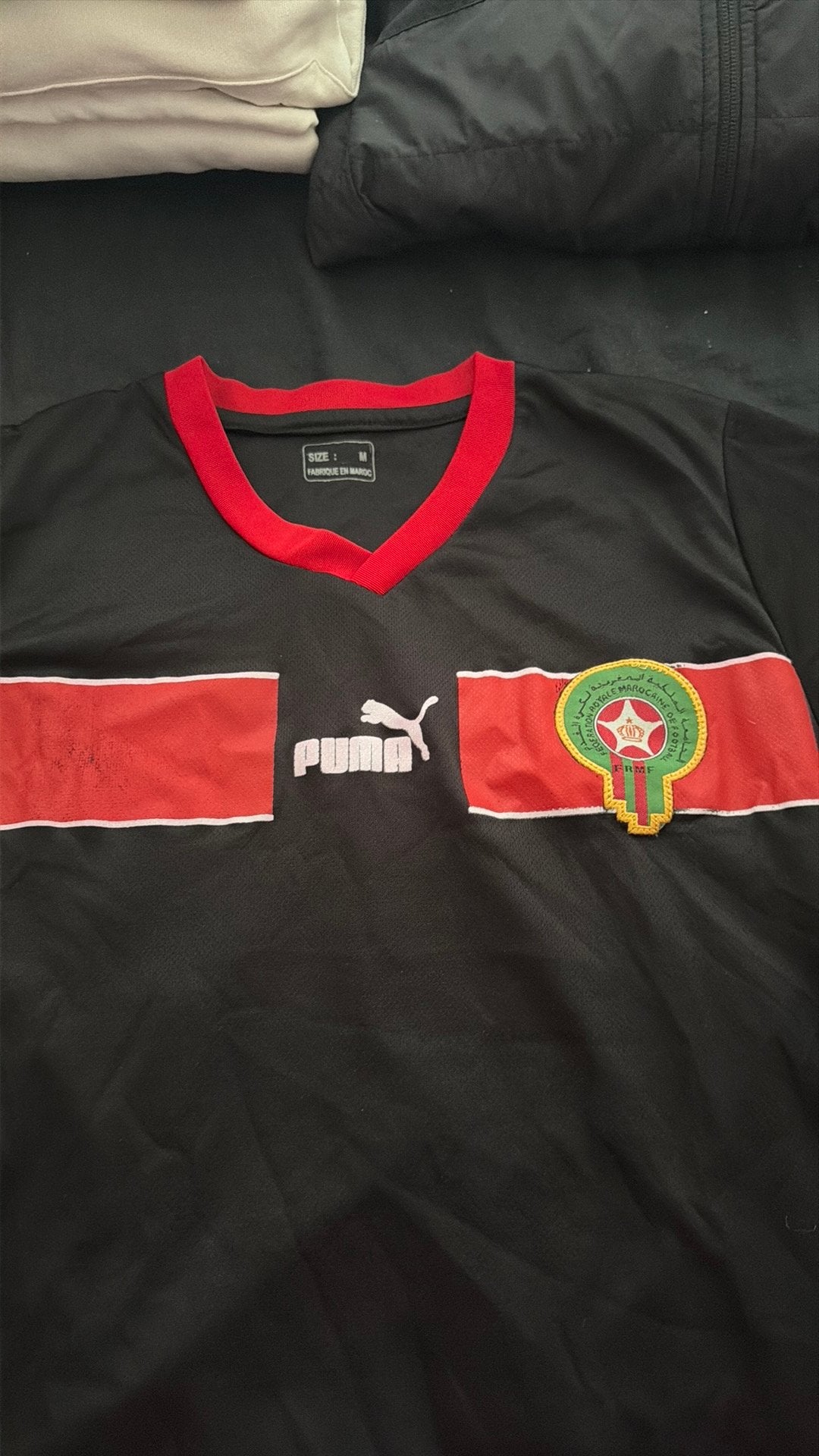 Marokko Puma Zwart Voetbalshirt – Maat M, Ophalen, Zo goed als nieuw, Shirt