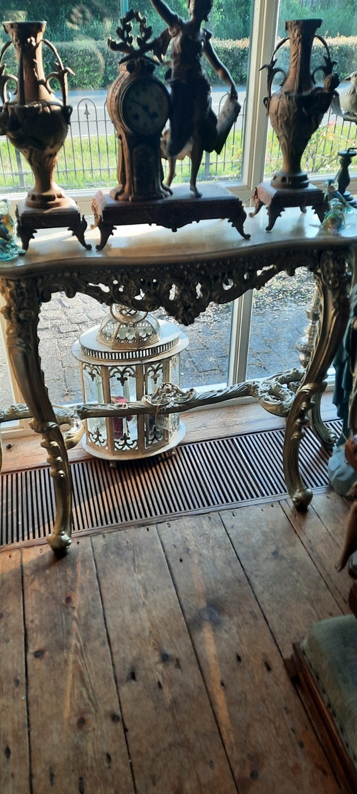 Antieke barok tafel met marmeren blad, Ophalen of Verzenden