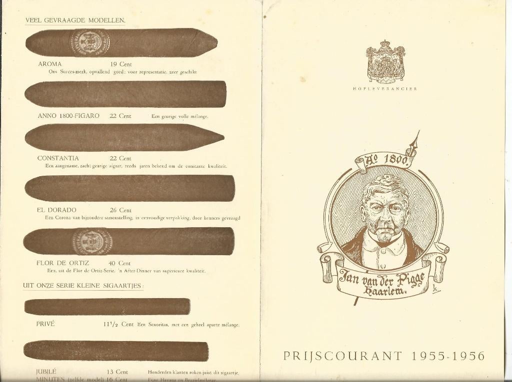 Prijscourant 1955-1956 Sigarenhandel v.d.Pigge, Haarlem, Ophalen of Verzenden, Gebruikt, Overige typen