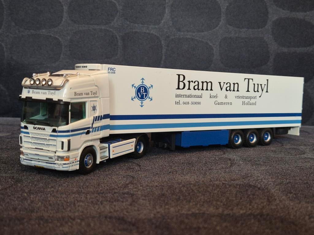 Tekno | Scania 124L | Bram van Tuyl, Hobby en Vrije tijd, Modelauto's | 1:50, Ophalen of Verzenden, Zo goed als nieuw, Bus of Vrachtwagen