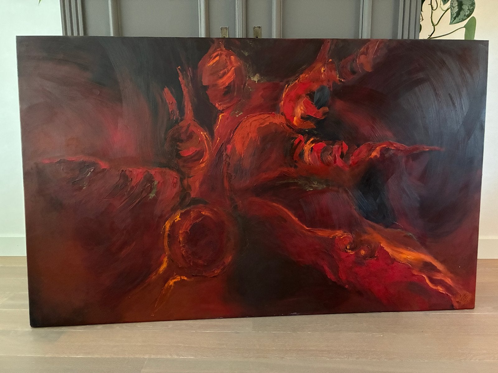 Abstract Rood Schilderij - Moderne Kunst, Ophalen