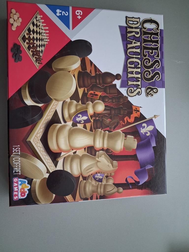 Schaak- en Damspel Set - Klassieke Bordspellen, Een of twee spelers, Ophalen of Verzenden, Nieuw, Addo Games