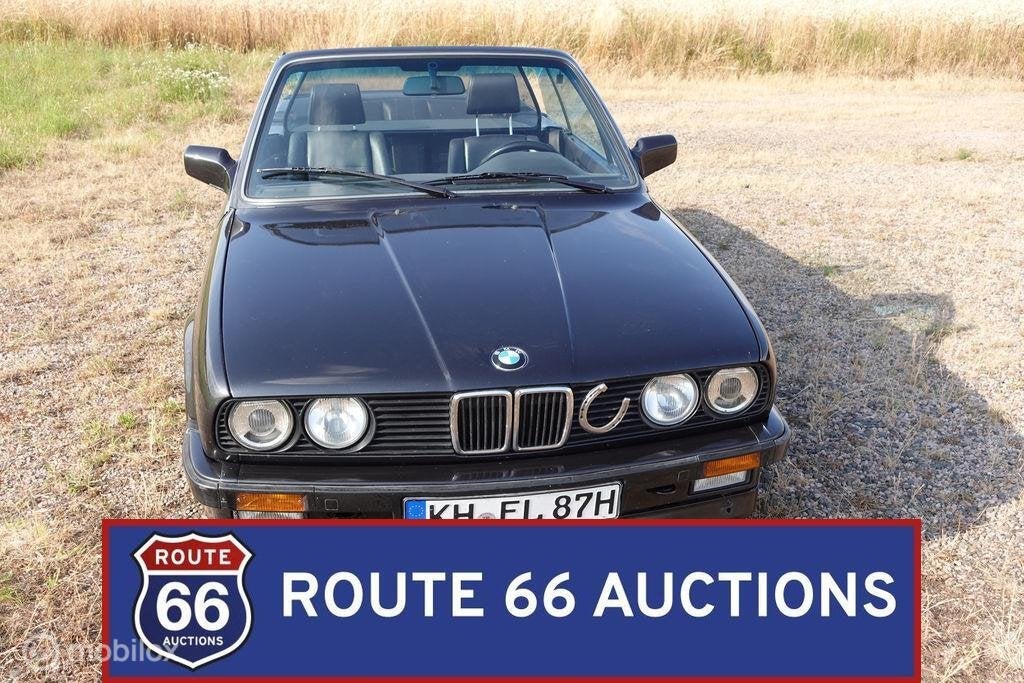 BMW 320i Cabriolet | 1987 | Route 66 Auctions, Auto's, Overige carrosserieën, Zwart, Bedrijf, Handgeschakeld