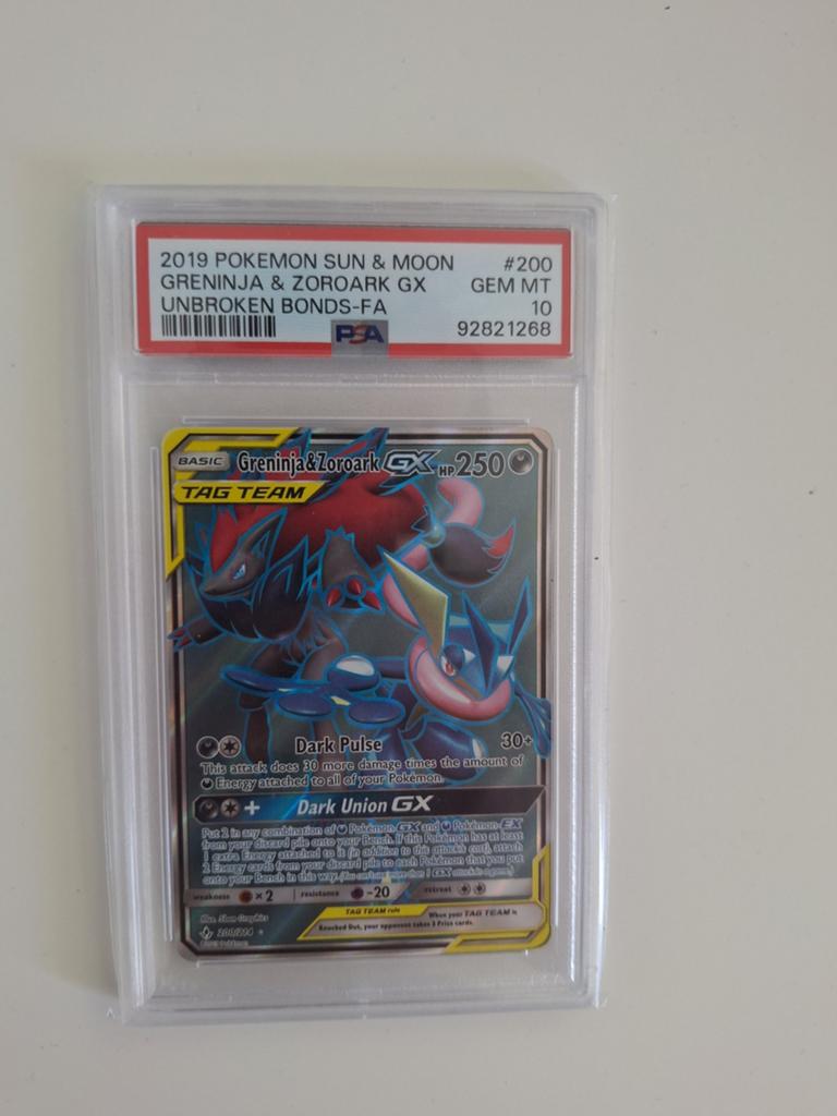 Greninja & Zoroark GX UB 200/214 PSA 10 - Topstaat, Ophalen of Verzenden, Zo goed als nieuw