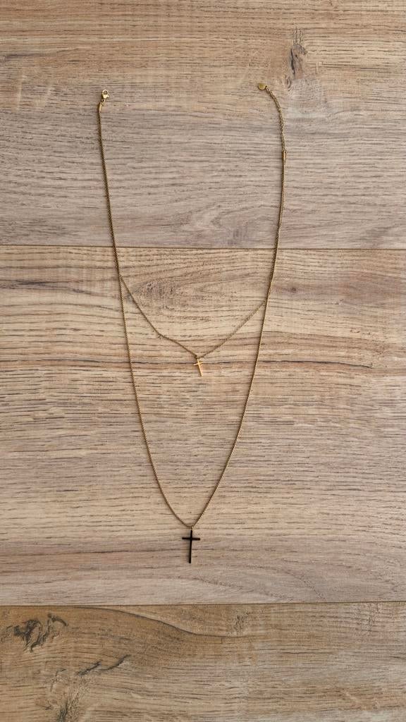 Gouden ketting met kruisjes, Gebruikt, Verzenden, Goud, Overige materialen