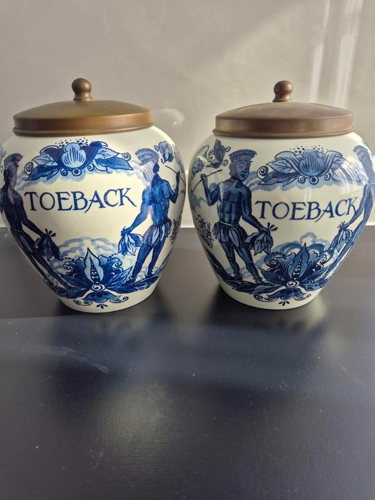 Set van 2 Goedewaagen Holland Toeback tabakspotten, Ophalen