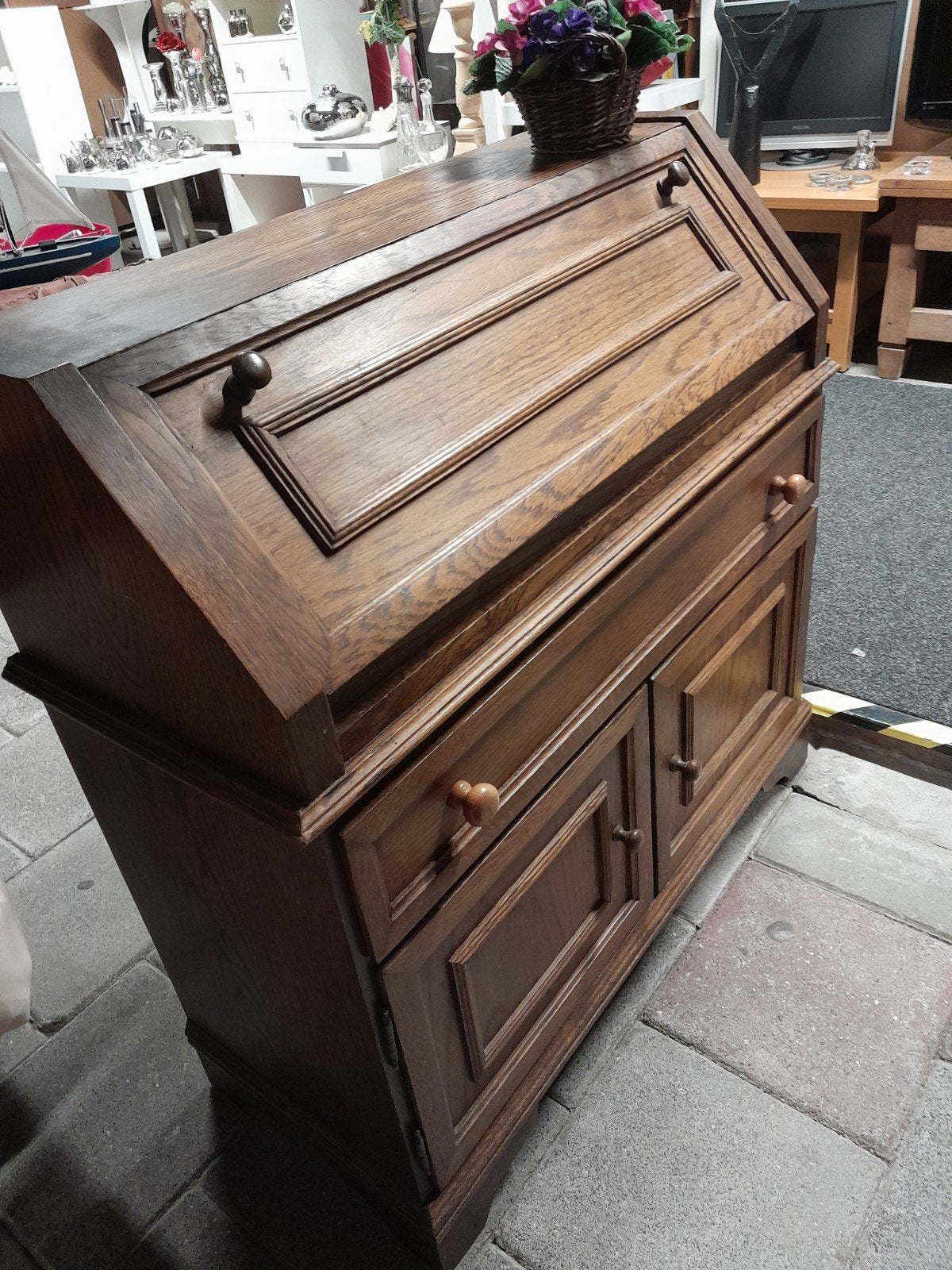 Eiken secretaire Met lade en. kastje, Huis en Inrichting, Ophalen, Gebruikt
