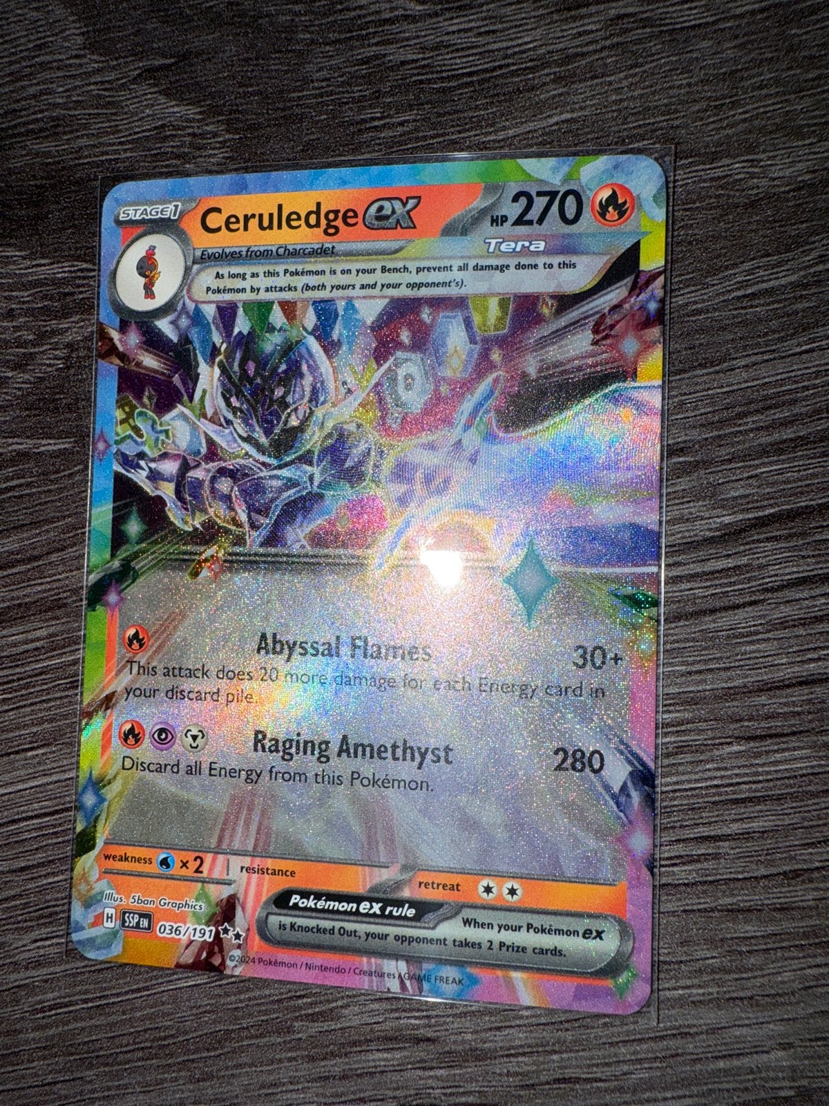 Pokémon TCG Ceruledge ex 036/191 Tera Holo Rare Kaart, Ophalen of Verzenden, Zo goed als nieuw, Losse kaart, Foil