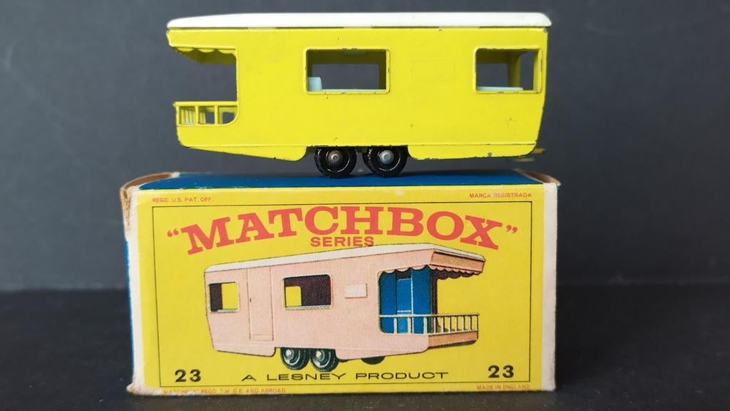 Trailer Caravan Yellow 1:64 3inch Lesney Matchbox no23 Pol, Verzenden, ., Zo goed als nieuw, Lesney Matchbox