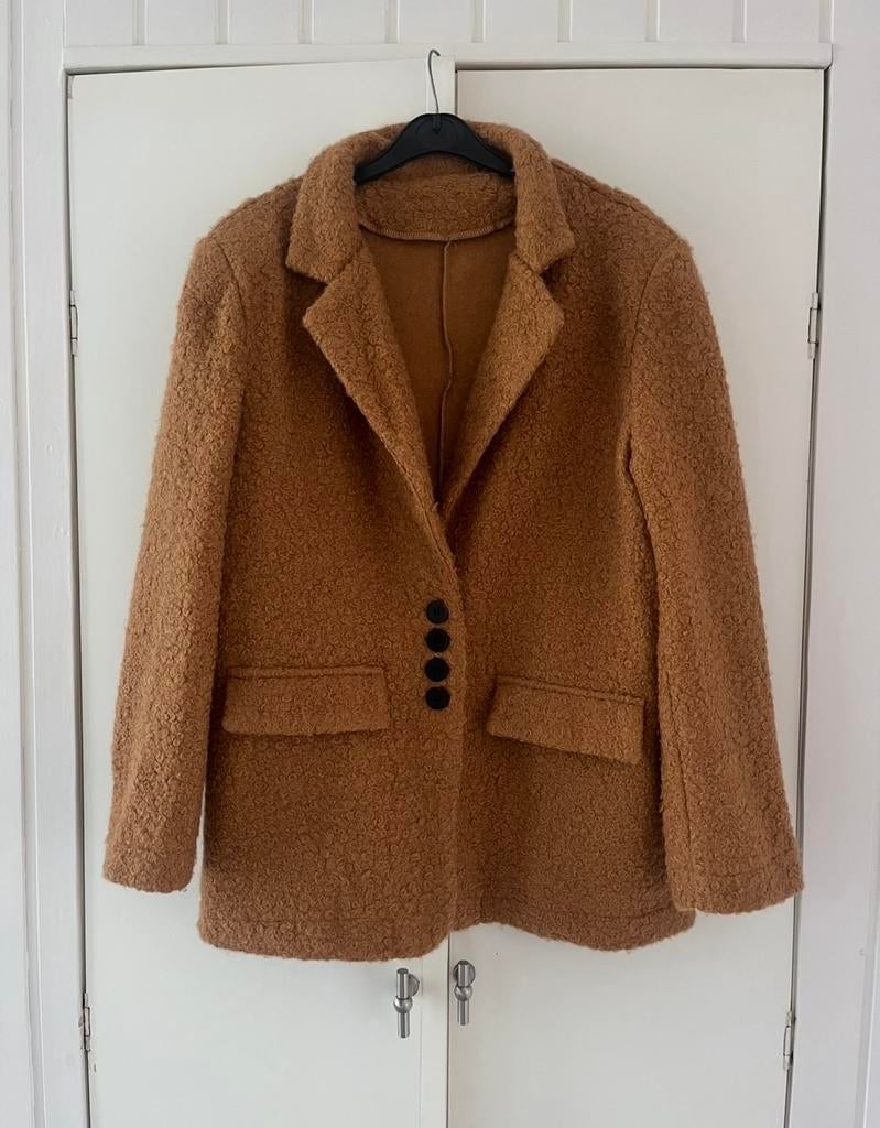 Oversized Teddy Blazer Jas - Camel - Maat L, Ophalen of Verzenden, Zo goed als nieuw, Maat 42/44 (L), Beige