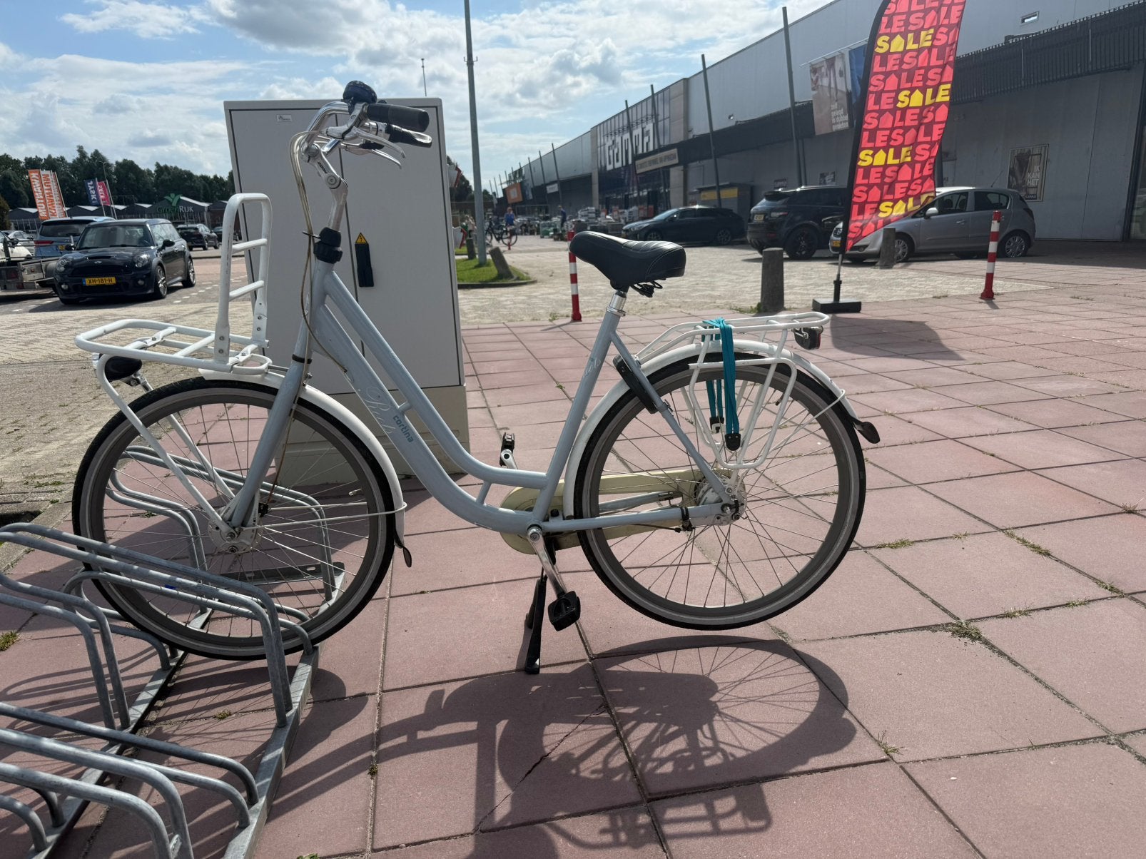 Cortina Roots transport 28Inch lichtblauw + wit, Velgrem, Versnellingen, 56 cm of meer, Zo goed als nieuw