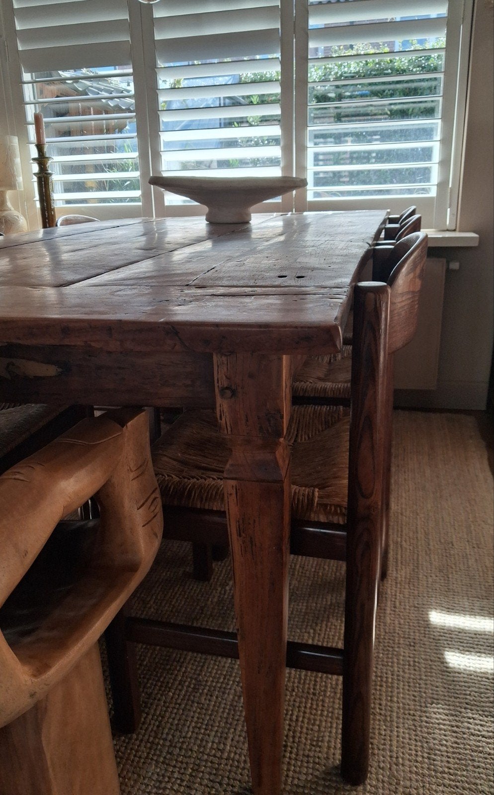 zeer oude robuuste massief houten eettafel met lade, Ophalen
