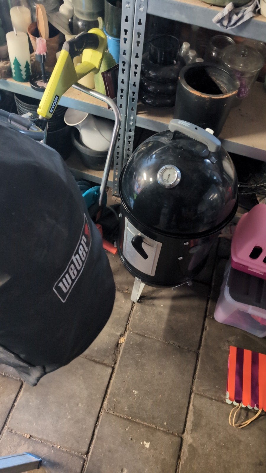 Weber Smokey Mountain Cooker 37cm met hoes en boek, Tuin en Terras, Ophalen, Zo goed als nieuw, Weber, Met accessoires