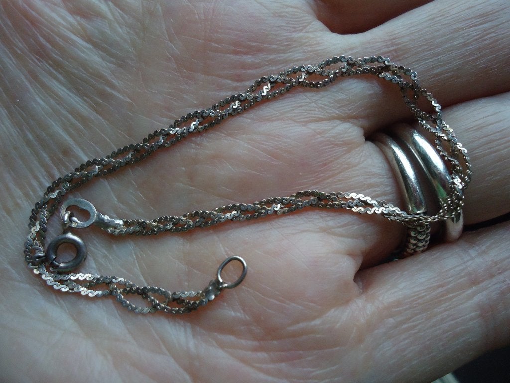 mooi echt zilveren armbandje gevlochten schakel 17,5 cm 925, Ophalen of Verzenden, Gebruikt, Zilver, Zilver