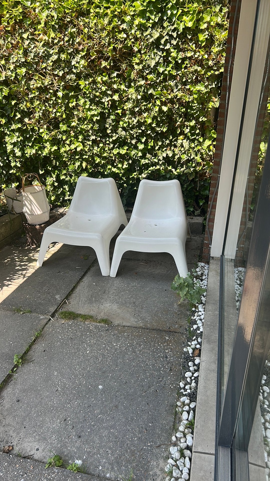 2 witte ikea stoelen., Tuin en Terras, Ophalen, Gebruikt, Kunststof