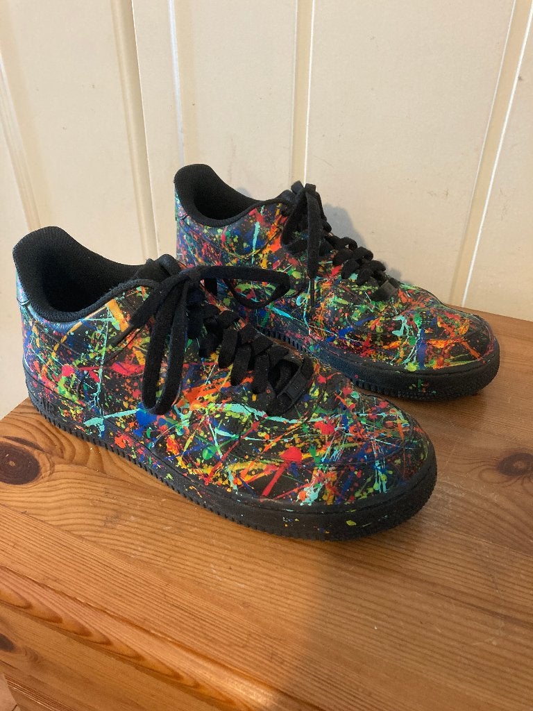 Custom ontworpen Nike Air Force 1 Low Paint Splatter, mt 42, Verzenden, Zwart, Nike Air Force, Sneakers of Gympen