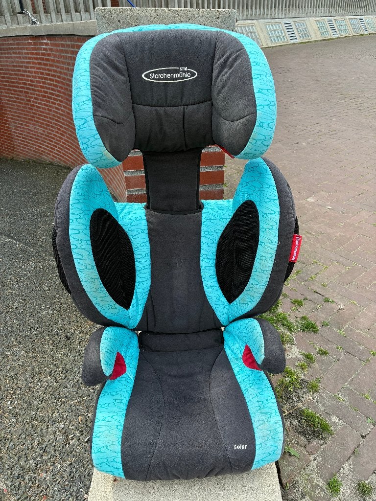 Storchenmühle Solar kinderstoel_gratis beschermend leder mat, Autogordel of Isofix, Gebruikt, 15 t/m 36 kg, Afneembare rugleuning