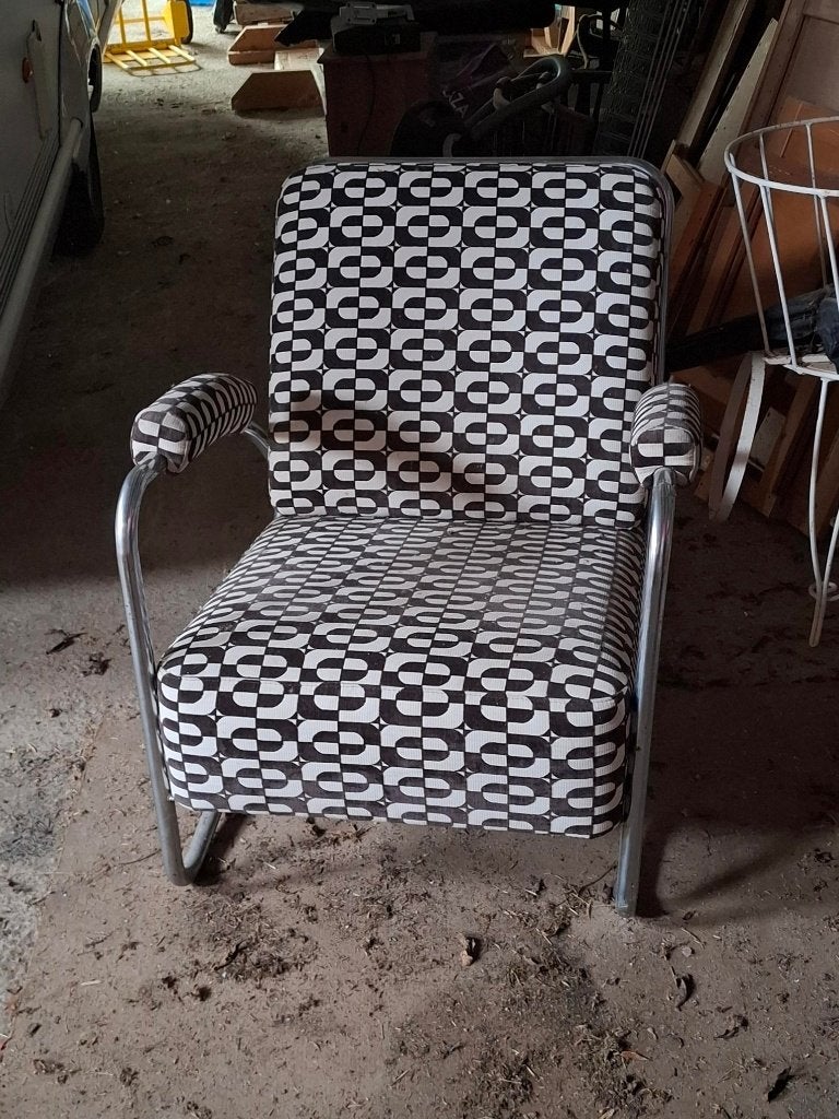 Stoel te koop, Ophalen, Gebruikt, Art Deco stof patroon, Wit