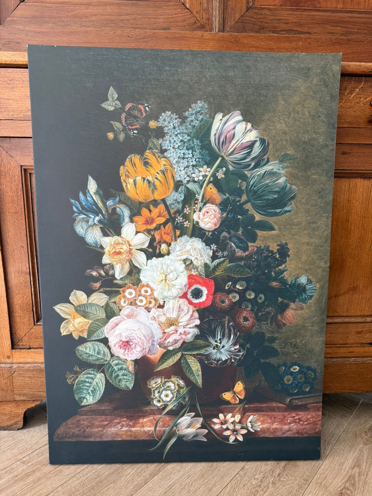 Boeket schilderij doek 70-100, Ophalen of Verzenden, Zo goed als nieuw, Schilderij, 75 – 100