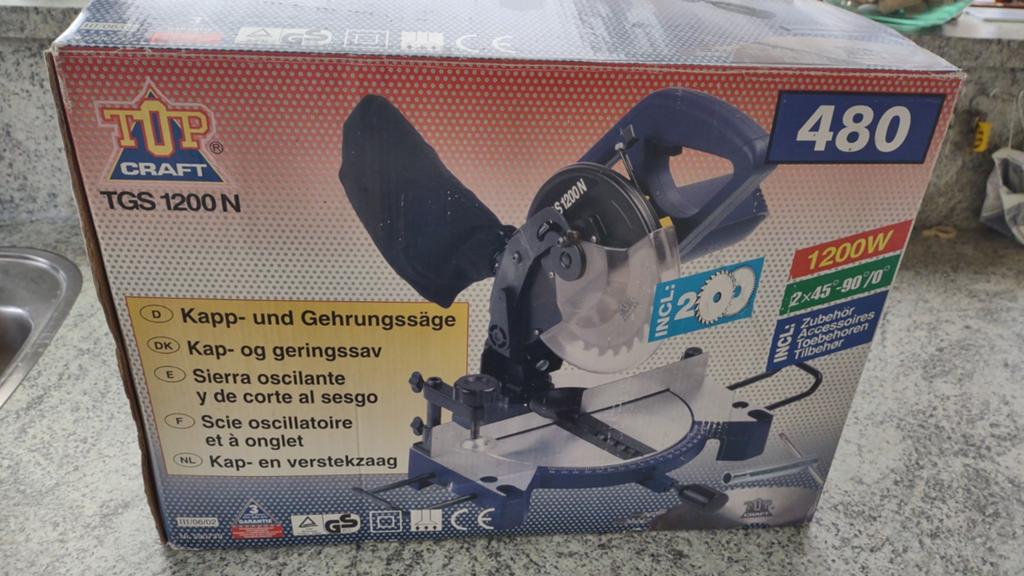 Top Craft TGS 1200 N Afkortzaag - 1200W nieuw, Doe-het-zelf en Verbouw, Gereedschap | Zaagmachines, Ophalen of Verzenden, 1200 watt of meer
