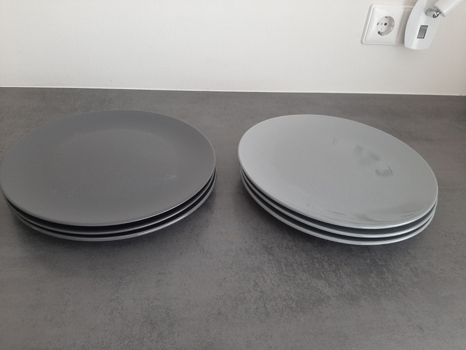 6x diner bord grijs, Gebruikt, Ophalen of Verzenden, Bord(en), Overige stijlen