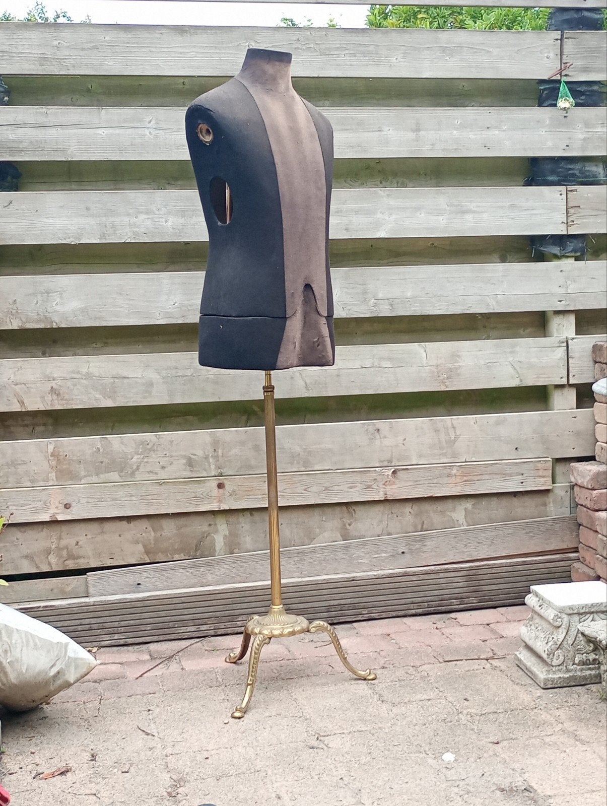 Antieke staande paspop met messing voet, Ophalen of Verzenden